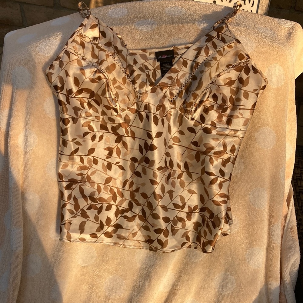 Cache Brown Tan Fitted Ruched Camisole